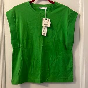 ZARA Round neck drop sleeve t-shirt.